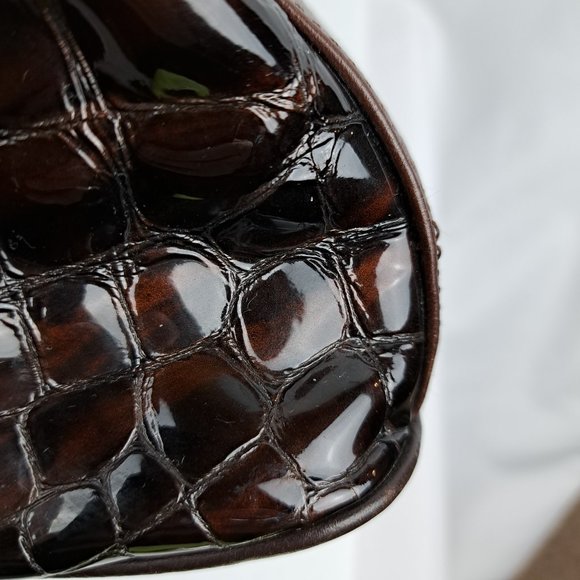 Brighton Cher Croc Embossed Glossy Patent Leather Hobo Bag - Picture 15 of 16